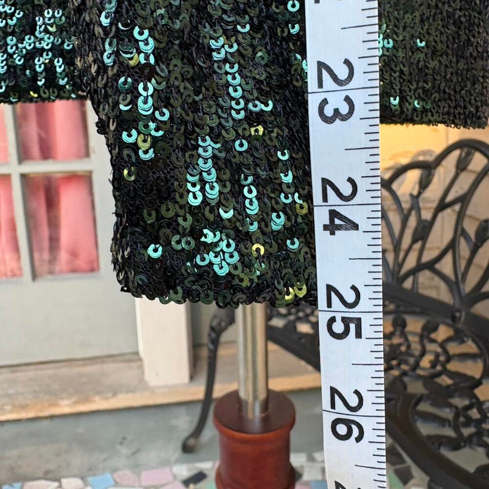 Green sequin blouse with front - Picture 6 of 8